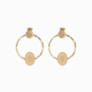 Clous d'oreilles cercle double plateaux 14x10mm et 8mm