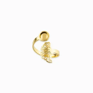 Bague feuille de Ginkgo ajourée 6mm