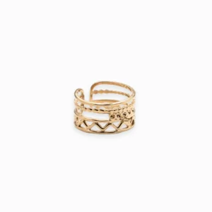 Bague zig-zag multi-rangs avec anneau 13.50x19mm