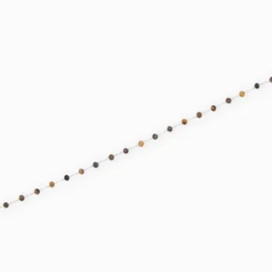 Chaîne argentée perlée facette 2.5mm - Oeil de tigre