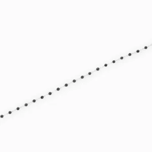 Chaîne argentée perlée facette 2.5mm - Spinelle noire