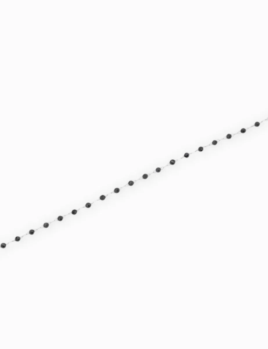 Chaîne argentée perlée facette 2.5mm - Spinelle noire