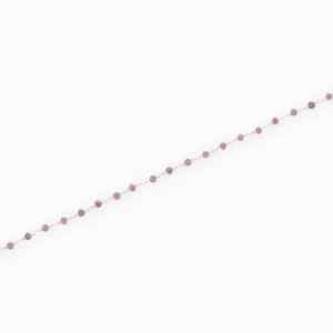 Chaîne argentée perlée facette 2.5mm - Tourmaline rose