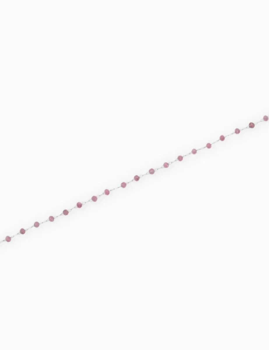 Chaîne argentée perlée facette 2.5mm - Tourmaline rose