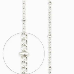 Chaîne maille gourmette/boule argentée 2x1.50mm