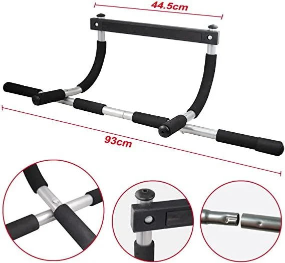 Barre d’entraînement – Exerciseur monté sur porte – 12 Workouts – Noir/Argent – Image 8