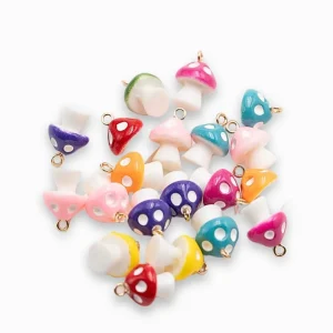 Breloques champignons 18x13mm - Lot mélangé