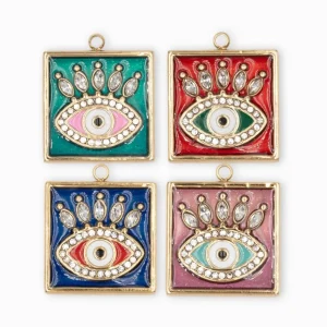 Pendentifs carré oeil 19mm - Lot mélangé