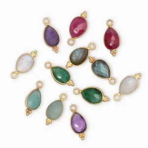 Goutte sertie en pierres fines 7x15mm - Lot mélangé