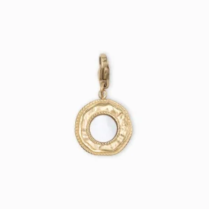 Charms ronds nacre au contour doré 15mm