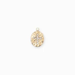 Pendentif médaille croix strass 12x10mm