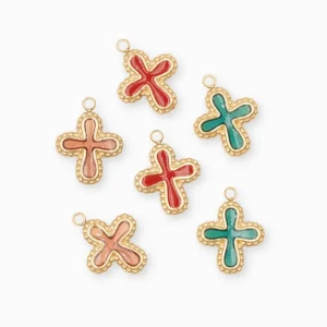 Pendentif croix arrondie 13x12mm - Lot mélangé