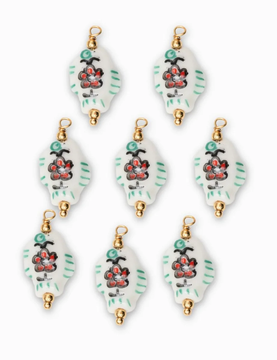 Pendentif fleur en céramique 23x12mm – Image 2