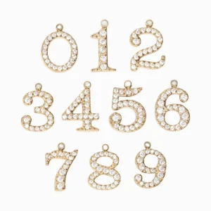 Pendentifs chiffre strass 0-9 10.5mm - Doré