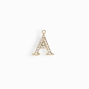 Pendentifs alphabet strass A-Z 12mm - Doré