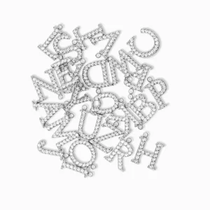 Pendentifs alphabet strass A-Z 12mm - Rhodié
