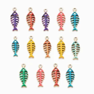 Pendentifs arête de poisson 22x8mm - Lot mélangé