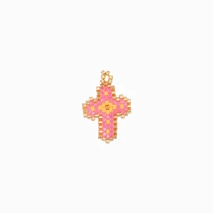 Pendentif tissage croix 22x17mm
