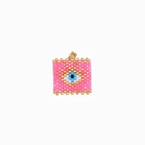 Pendentif tissage oeil rectangle 19x20mm
