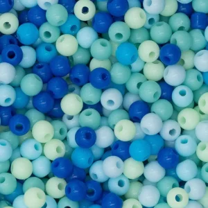 Perles en acryliques 4mm - Multi bleu ciel