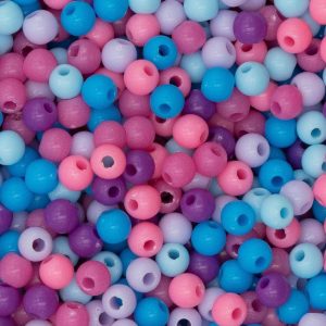 Perles en acryliques 4mm - Multi bleu rose