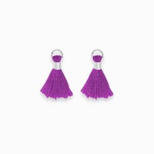 VIOLETMINIPOMPONSENCOTONATTACHEARGENTEE14MMX4.jpgv1737461666 Mini pompons en coton & argenté 14mm - Violet