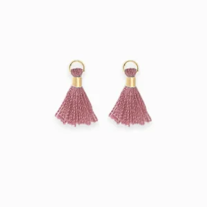 Mini pompons en coton & doré  14mm - Rose